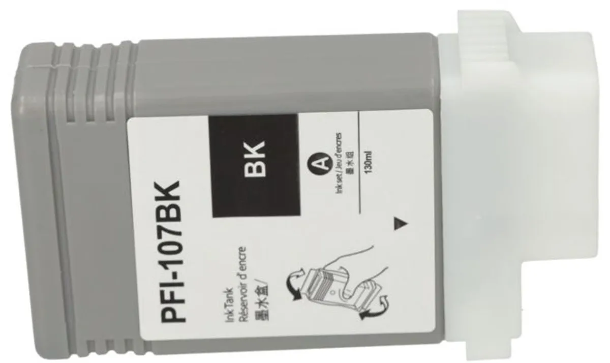 PrintAbout PFI-107BK Inktcartridge - Zwart - 130ml - o.a. Canon