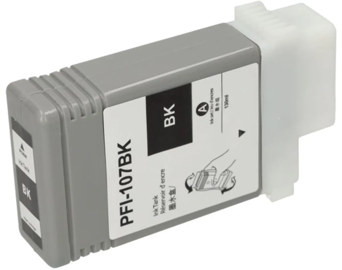 PrintAbout PFI-107BK Inktcartridge - Zwart - 130ml - o.a. Canon