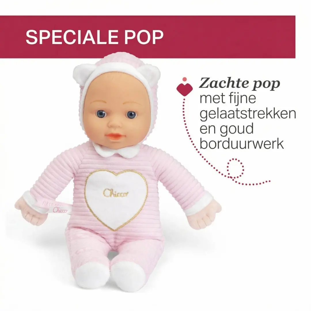 Chicco My First Doll Deluxe Gold Pop - Roze/Wit/Goud