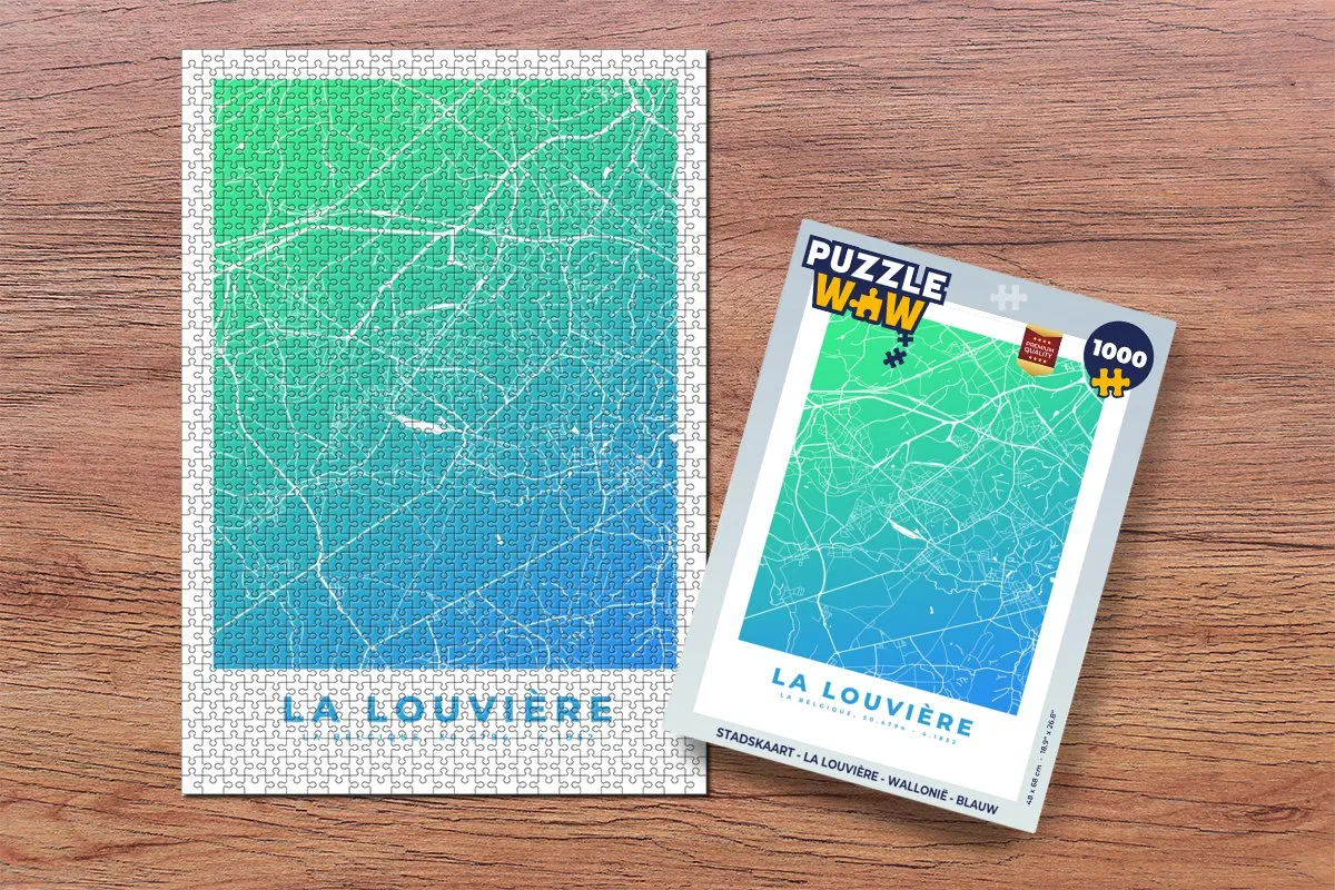 PuzzleWow Stadskaart La Louvière - Legpuzzel 1000 Stuks - Multicolor