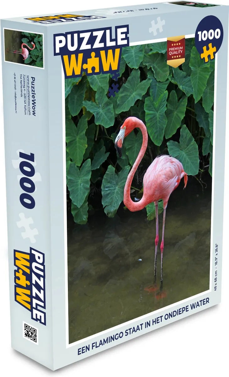 PuzzleWow Legpuzzel Flamingo 1000 Stuks - Multicolor