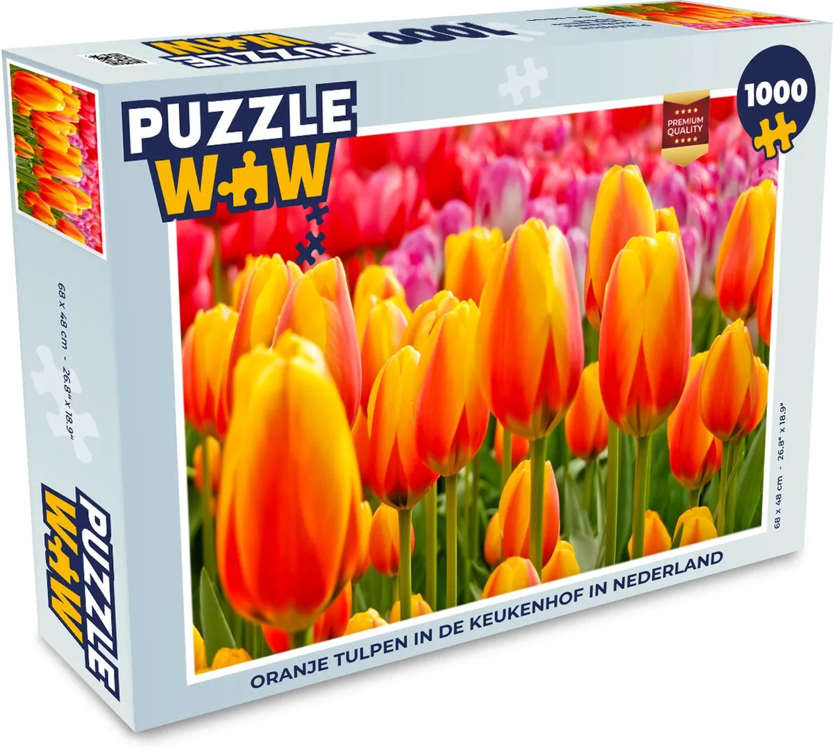 PuzzleWow Legpuzzel Oranje tulpen Keukenhof 1000 Stuks - Multicolor