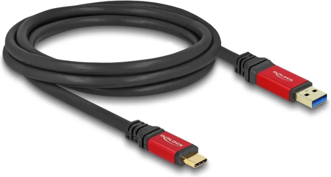 Delock USB 10Gbps A naar C Kabel 2m - Rood - afbeelding 2 van 2
