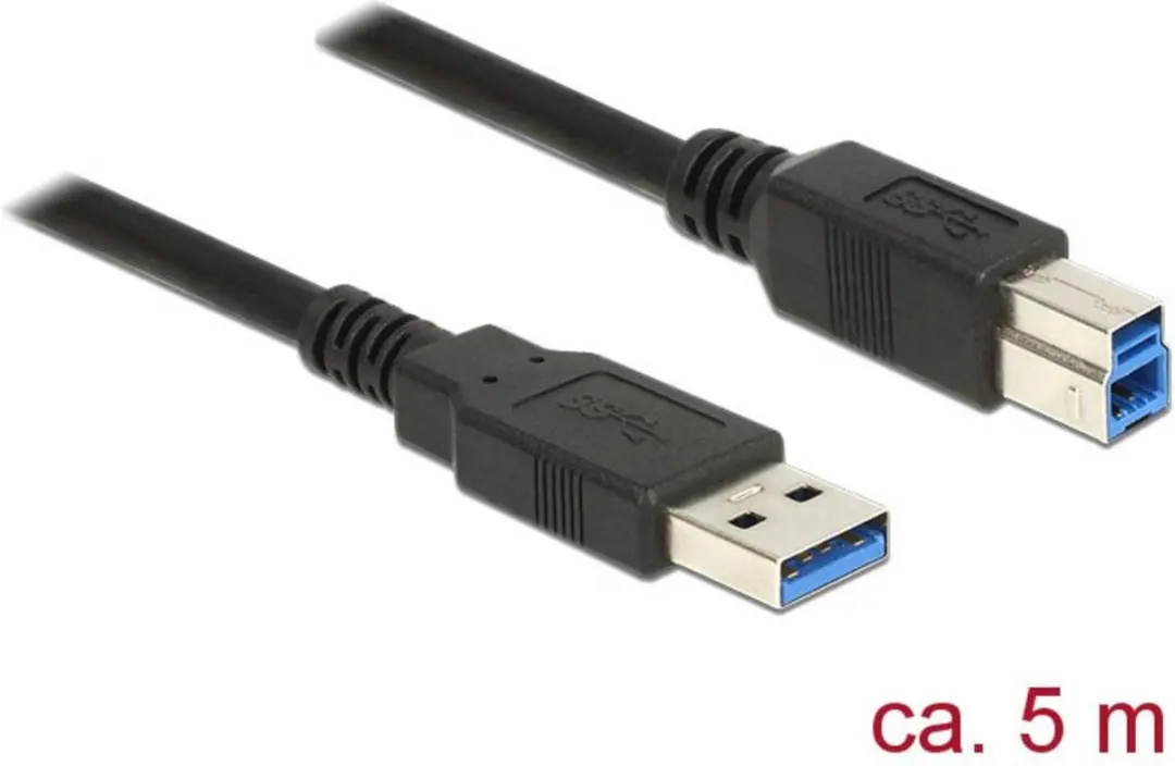 Delock USB naar USB-B Kabel 3.0 - 5m - 2A - Zwart - afbeelding 5 van 5