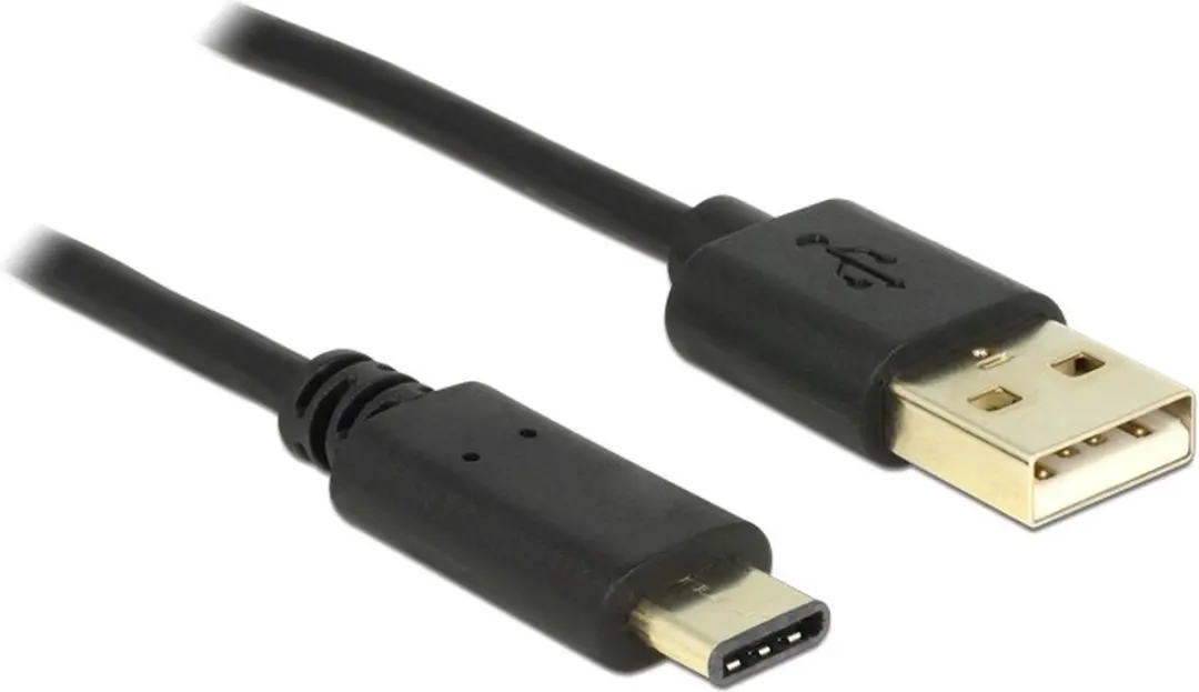 Delock USB-C naar USB-A Kabel 2m - USB 2.0 - 3A - Zwart - afbeelding 2 van 2