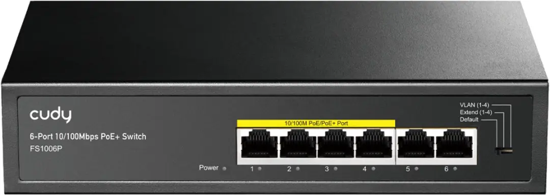 Cudy FS1006P 6-Poorts Switch - 4x PoE 60W - Zwart - afbeelding 5 van 6