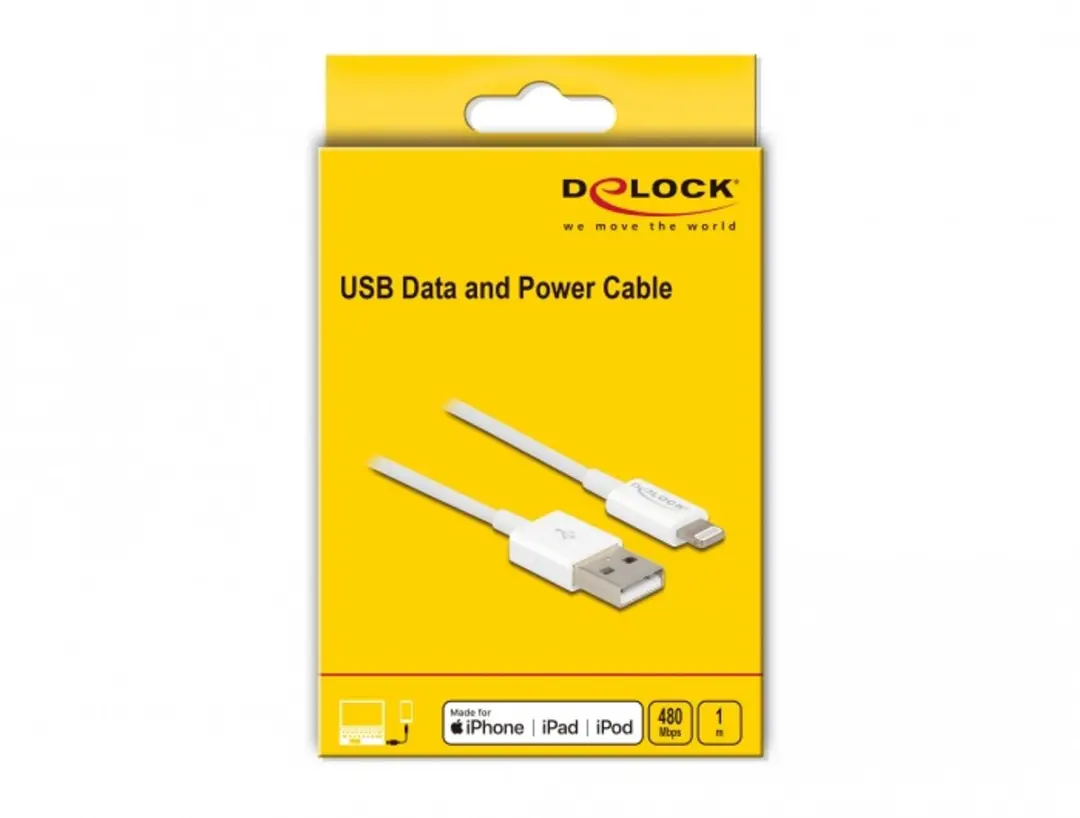 Delock USB Data & Power Kabel iPhone/iPad/iPod - 1m - Wit - afbeelding 2 van 5