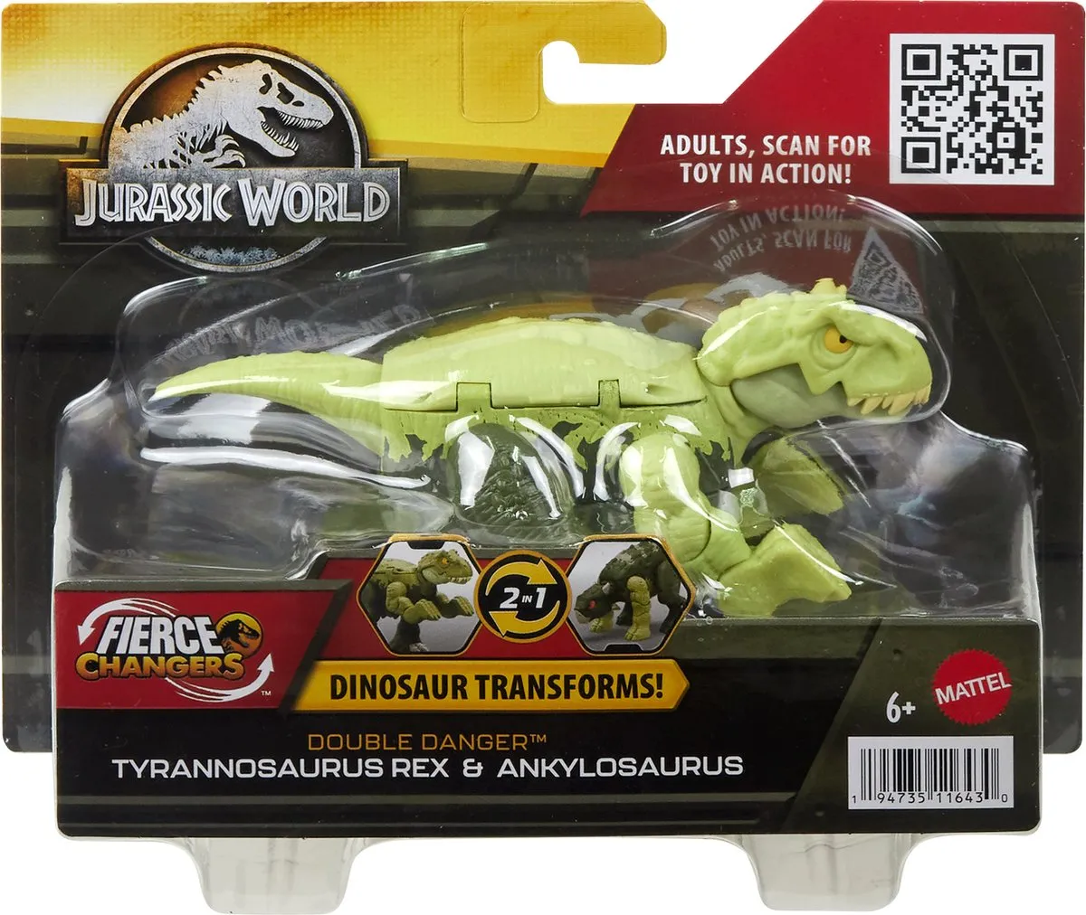 Jurassic World Fierce Changers Double Danger Tyrannosaurus & Ankylosaurus HLP08 - Groen