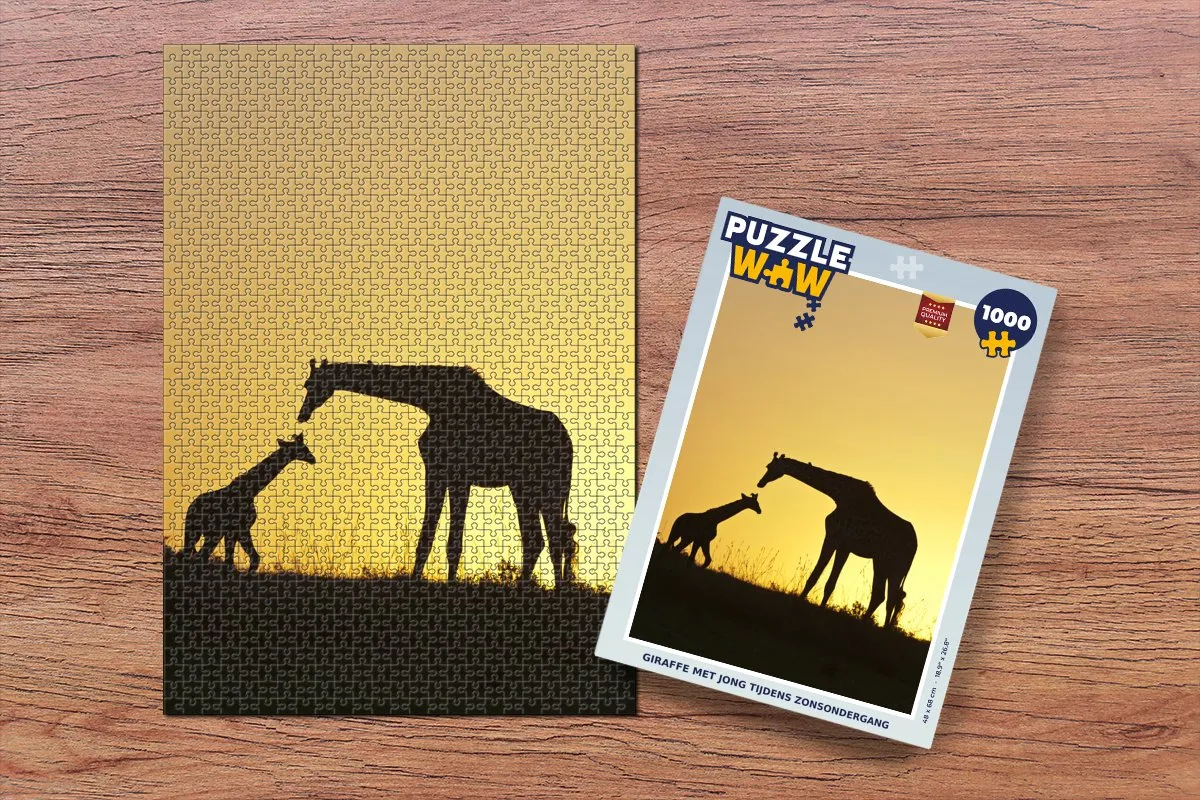 PuzzleWow Giraffe Silhouet Legpuzzel 1000 Stuks - Multicolor