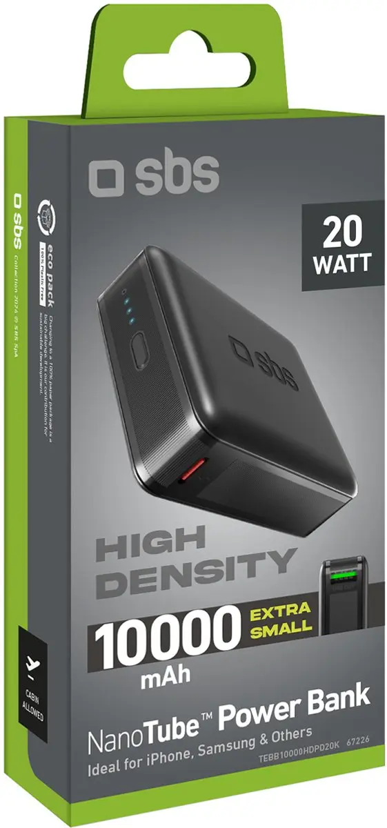 SBS TEBB10000HDPD20K Powerbank 10000mAh - PD 20W - Zwart - afbeelding 2 van 6