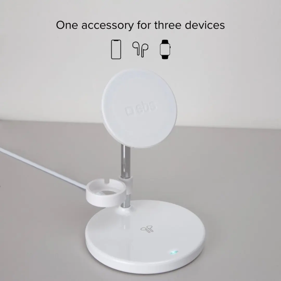 SBS Qi Wireless Laadstation 15W - Wit - afbeelding 5 van 6