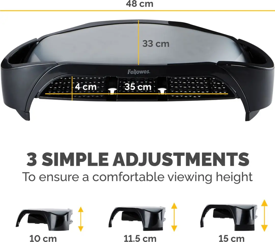 Fellowes Office Suites Plus 8020801 Monitorstandaard - 1 Inch - Zwart - afbeelding 6 van 6