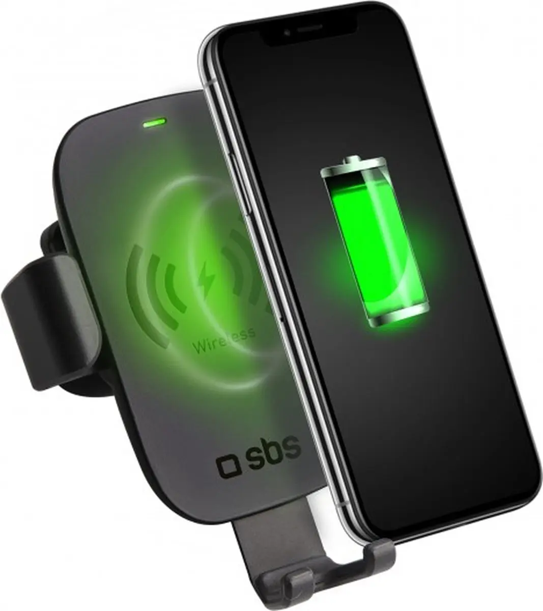 SBS Wireless Charging Ventilatierooster Auto - Telefoonhouder 10W - Zwart - afbeelding 6 van 6