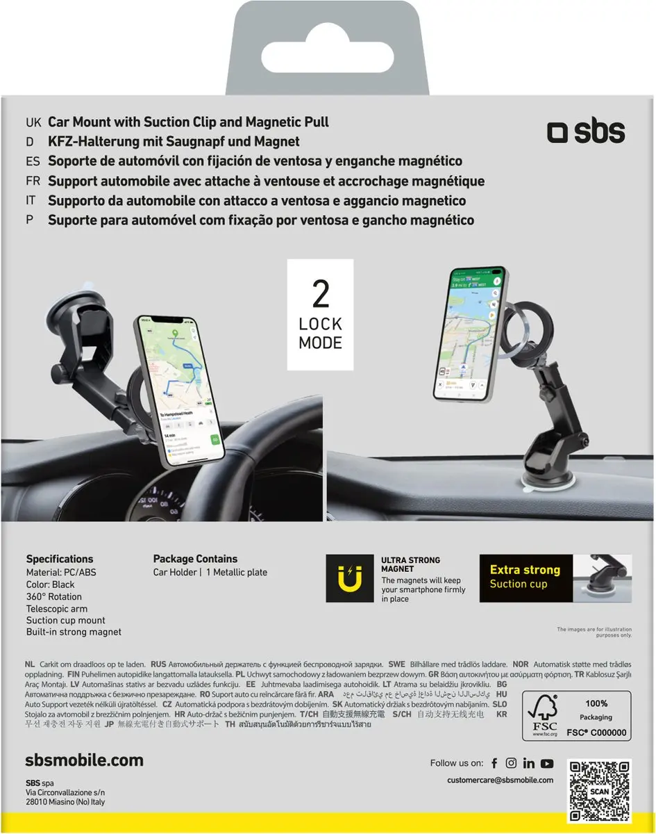 SBS TESUPMAGRINGEXT MagSafe Autohouder - Telescooparm - 360° Rotatie - Zwart - afbeelding 4 van 6