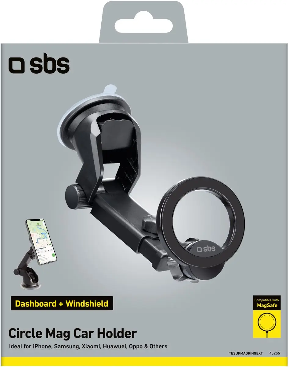 SBS TESUPMAGRINGEXT MagSafe Autohouder - Telescooparm - 360° Rotatie - Zwart - afbeelding 5 van 6