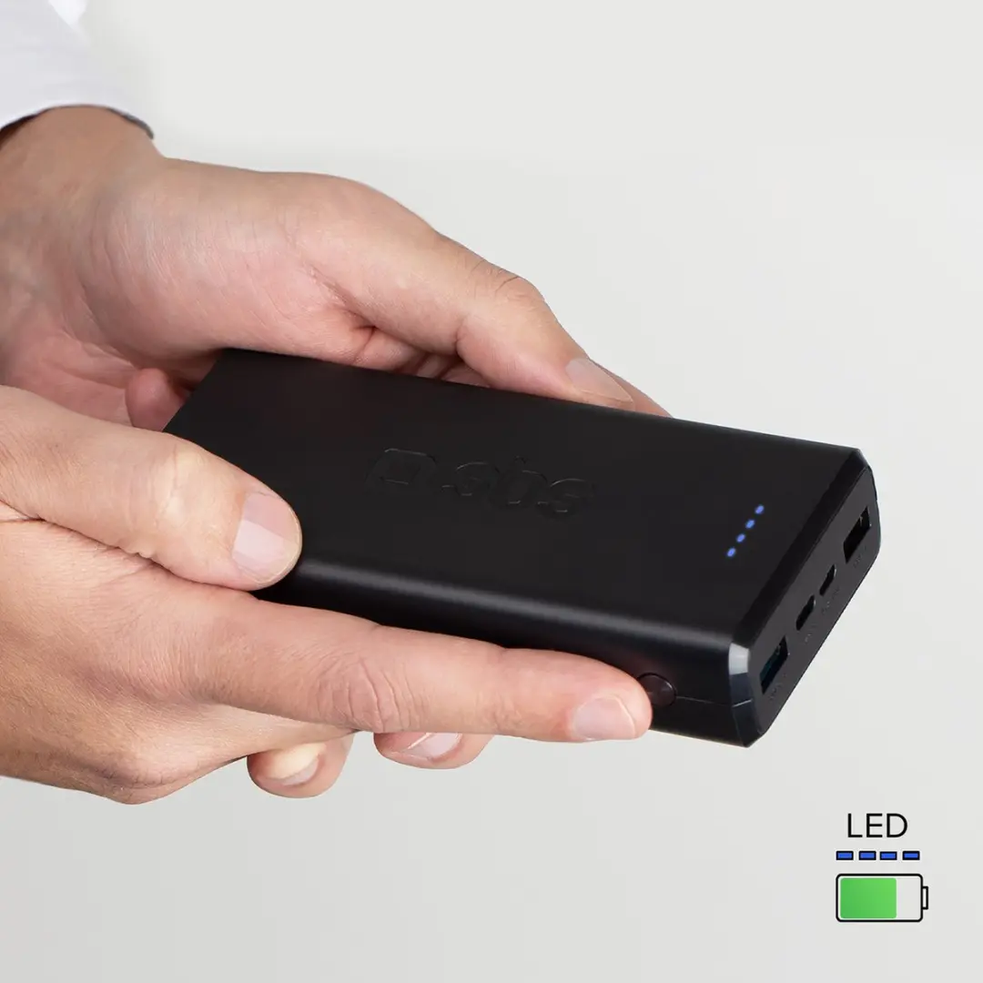SBS Powerbank 20000mAh - 74W - USB-A/USB-C - Zwart - afbeelding 5 van 6