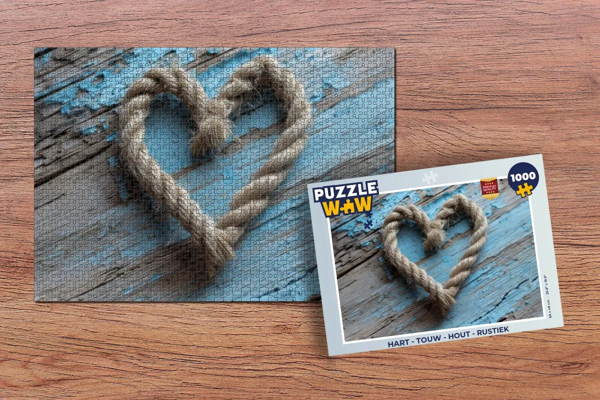 PuzzleWow Legpuzzel 1000 Stukjes - Hartvorm Rustiek