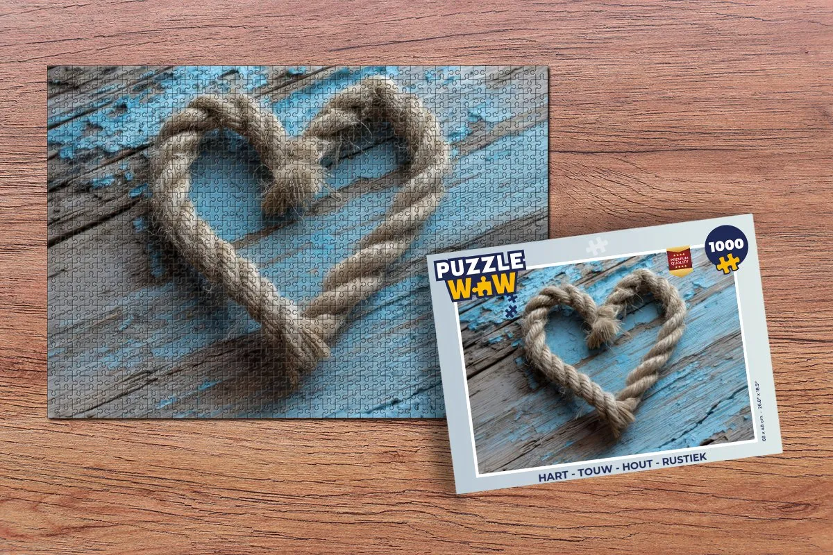 PuzzleWow Legpuzzel 1000 Stukjes - Hartvorm Rustiek