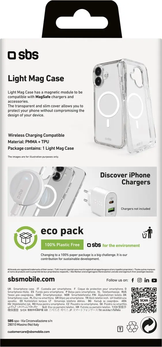 SBS Light Mag iPhone 16 Hoes - Transparant TELIGMAGIP1661T - afbeelding 2 van 3