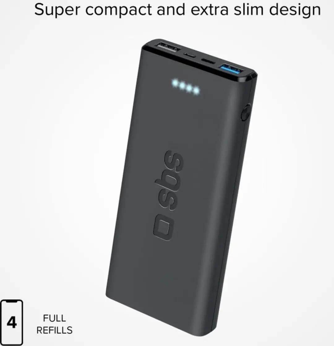 SBS Fast Charge Powerbank 10.000mAh TTBB10000FASTK - Zwart - afbeelding 2 van 6