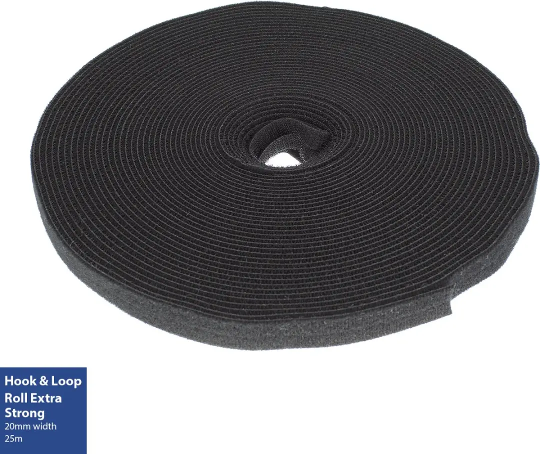 ACT Klittenband Rol Extra Sterk 20mm - 25m - Zwart - afbeelding 2 van 3