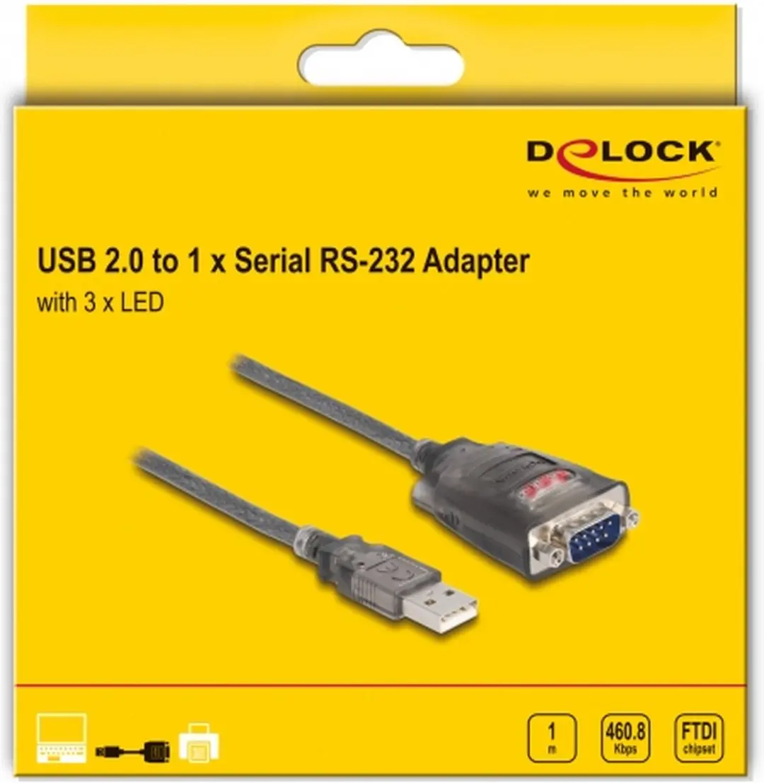 Delock USB 2.0 naar RS-232 Adapter 1m - Zwart - afbeelding 3 van 4