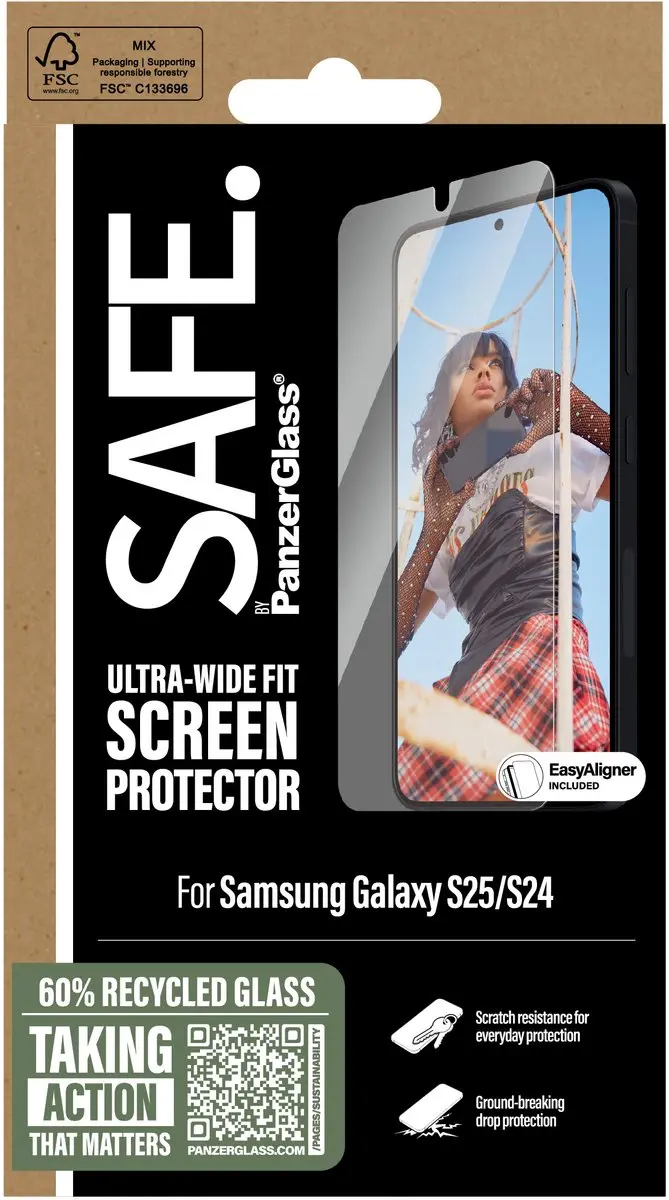 PanzerGlass SAFE Ultra-Wide-Fit Screenprotector S24 - Case Friendly - afbeelding 2 van 5