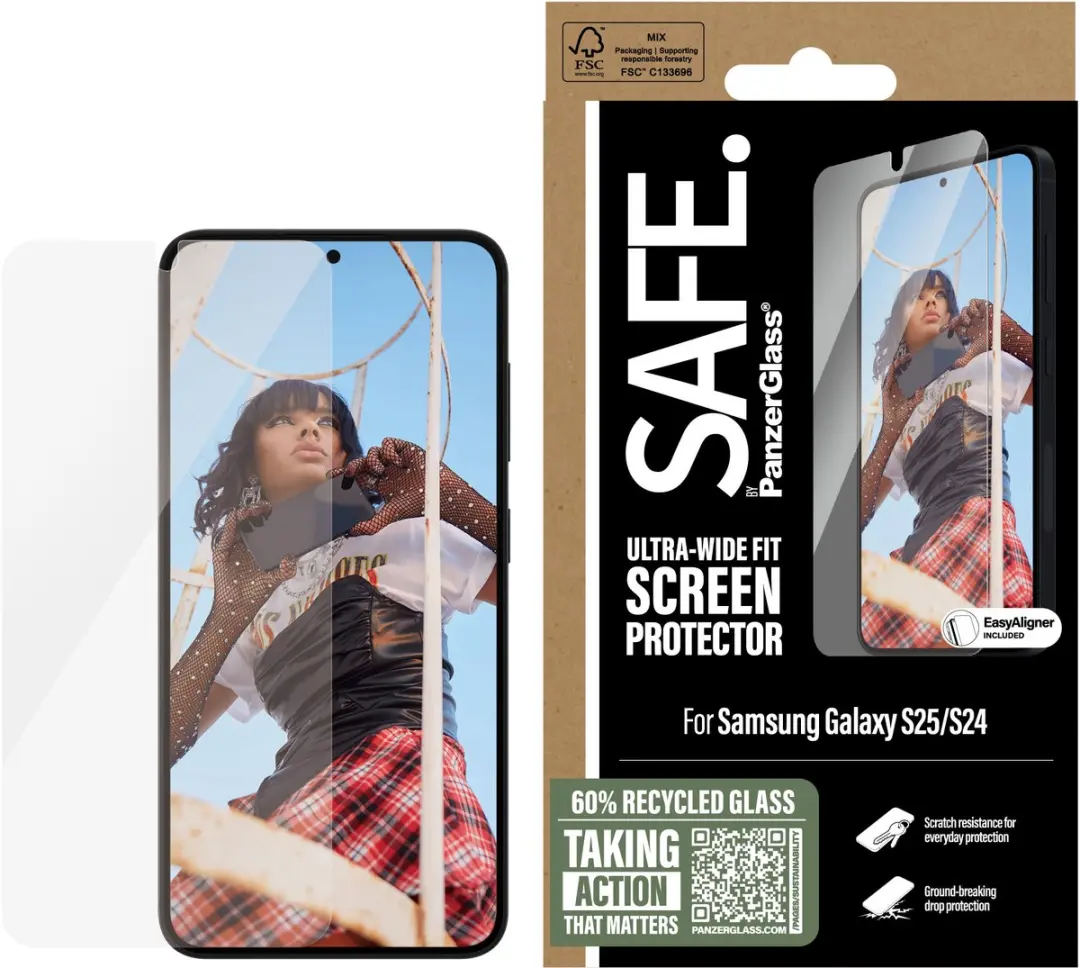 PanzerGlass SAFE Ultra-Wide-Fit Screenprotector S24 - Case Friendly - afbeelding 3 van 5