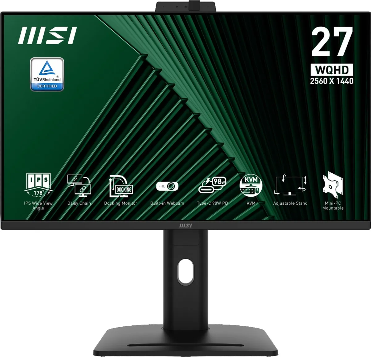 MSI Pro MP275QPDG - QHD IPS Docking Monitor - USB-C 98w - RJ45 - 27 inch