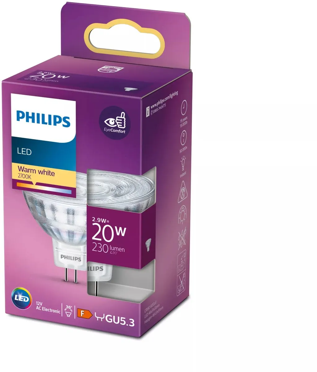 Philips LED Spot GU5.3 20W - Warmwit