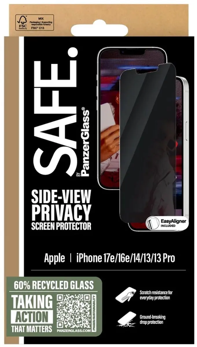 PanzerGlass SAFE Privacy Screenprotector Ultra Wide Fit SARPUWFG29845 - iPhone 17e/16e - afbeelding 4 van 4