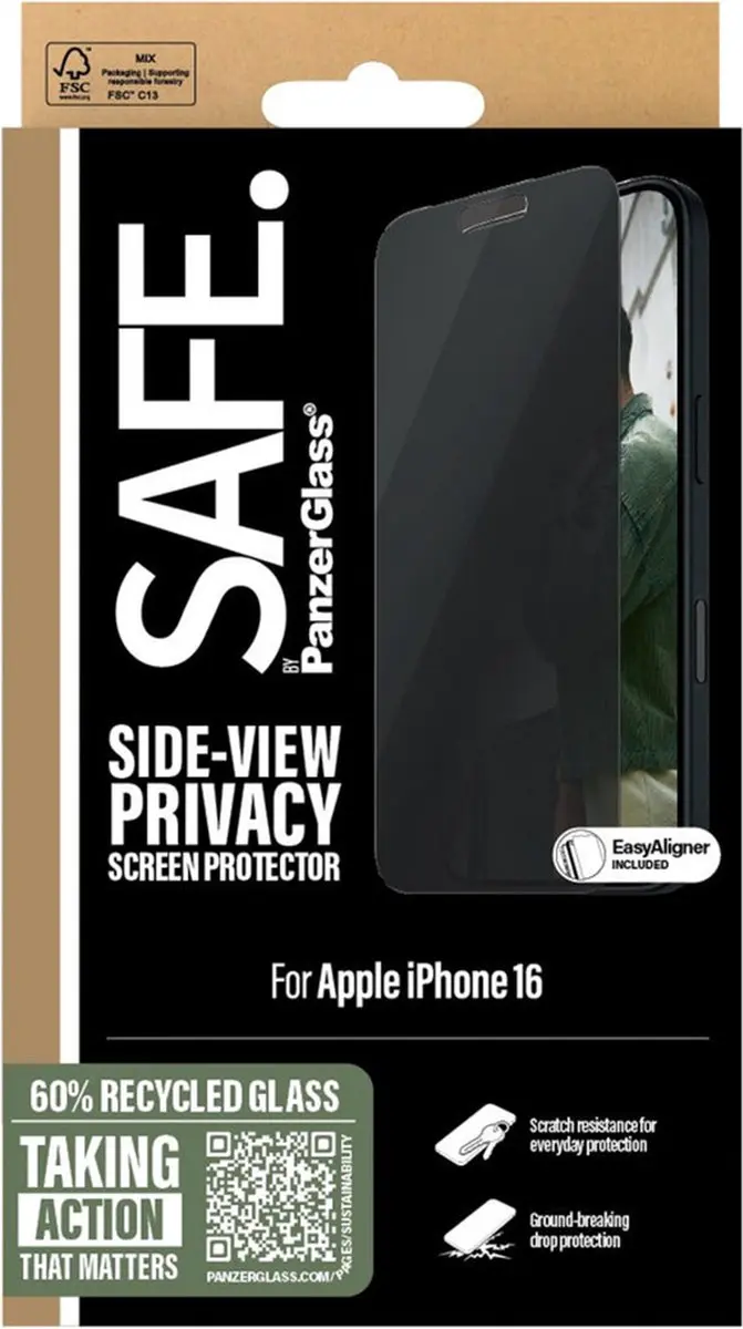 PanzerGlass SAFE Privacy Screenprotector iPhone 16