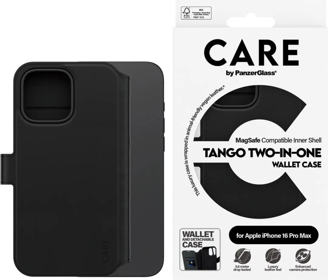 PanzerGlass CARE Feature Case Tango Two-in-One Wallet 1332 - iPhone 16 Pro Max - Zwart - afbeelding 3 van 6