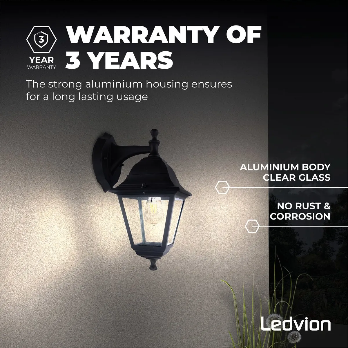 Ledvion Vela S LED Wandlamp E27 IP44 - Zwart