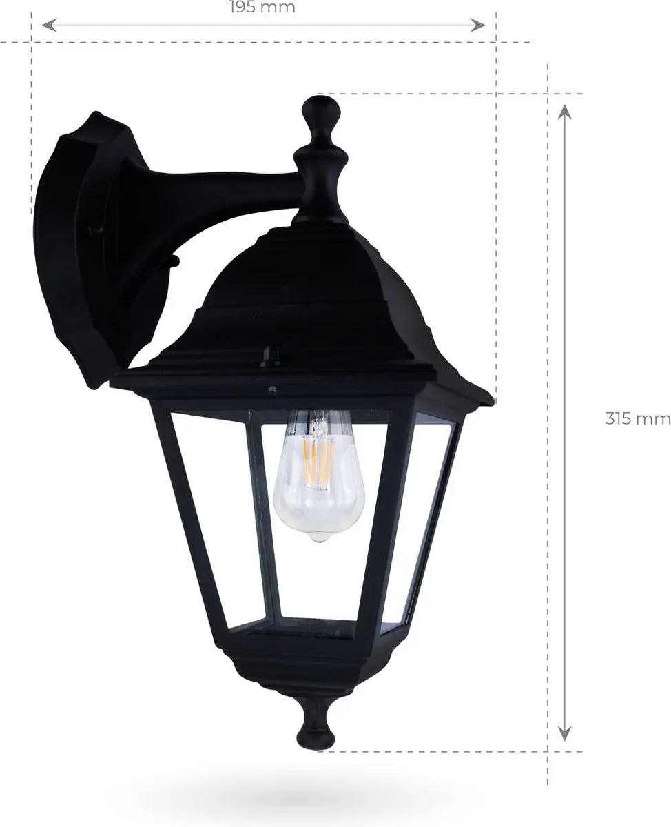 Ledvion Vela S LED Wandlamp E27 IP44 - Zwart - afbeelding 6 van 6