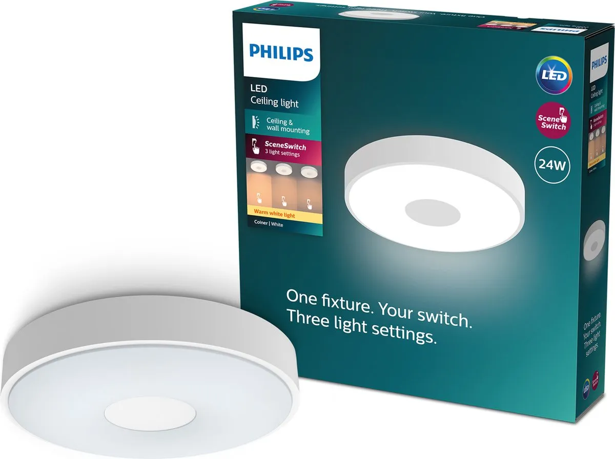 Philips Coiner Plafondlamp 24W Warmwit