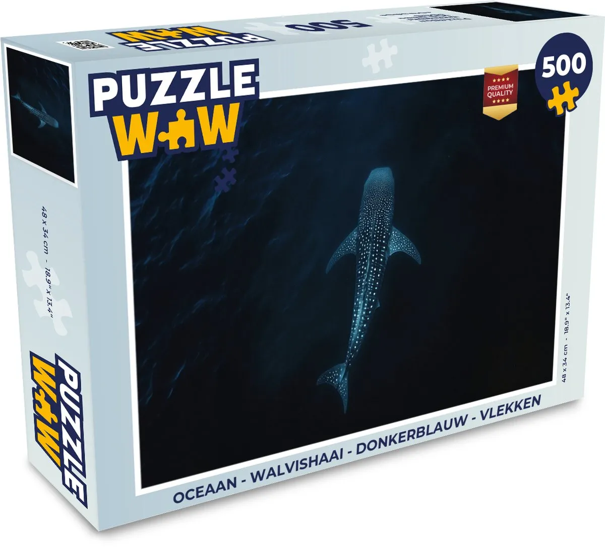 PuzzleWow Walvishaai Legpuzzel 500 Stuks - Donkerblauw