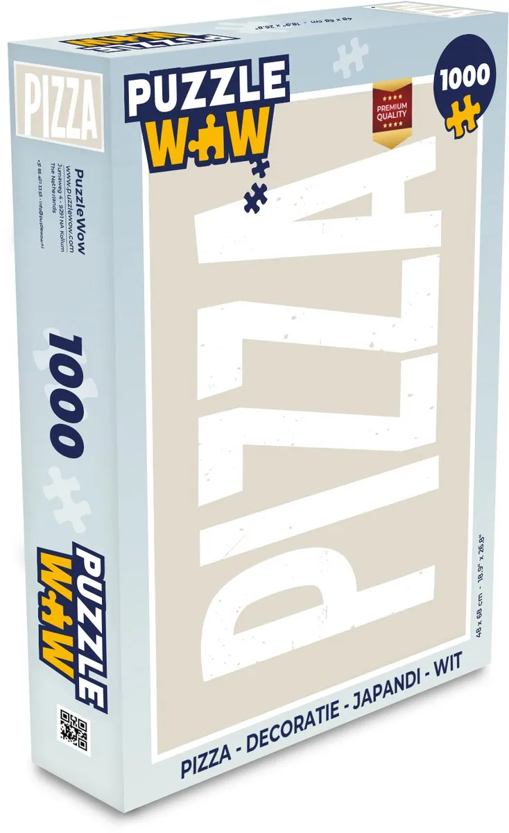 PuzzleWow Japandi Pizza Legpuzzel 1000 Stuks - Wit/Beige
