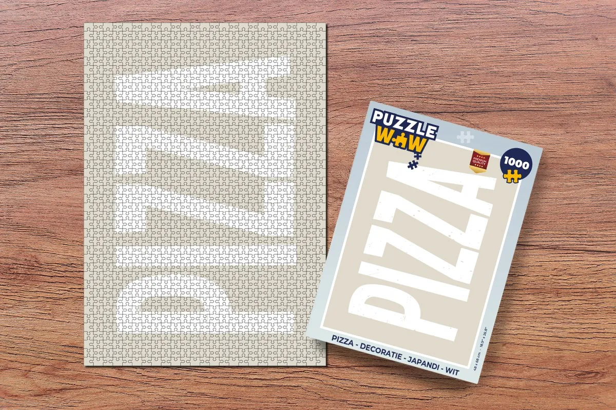PuzzleWow Japandi Pizza Legpuzzel 1000 Stuks - Wit/Beige