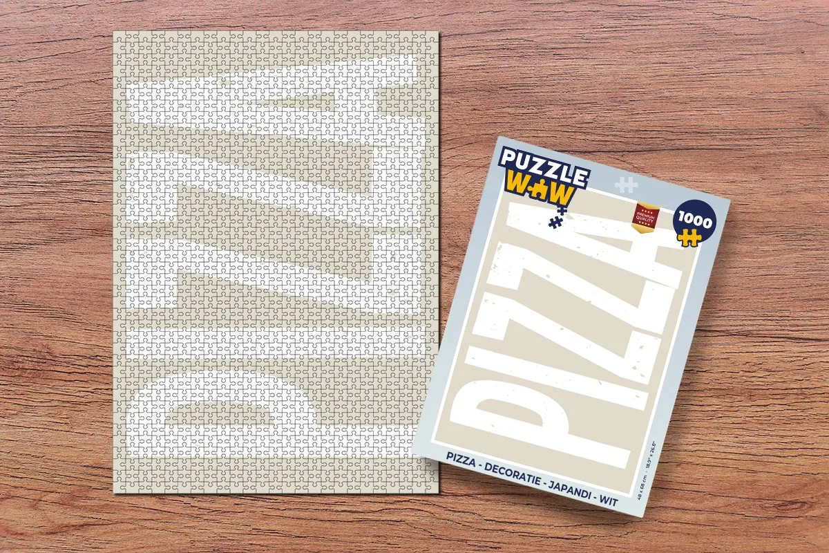 PuzzleWow Japandi Pizza Legpuzzel 1000 Stuks - Wit/Beige