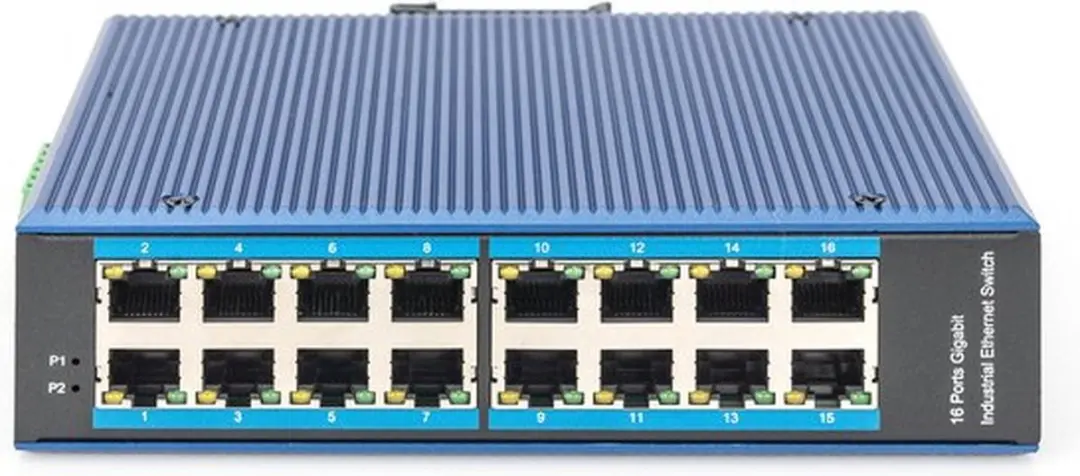 Digitus DN-651129 16-Poorts Industrial Ethernet Switch - Blauw - afbeelding 2 van 6