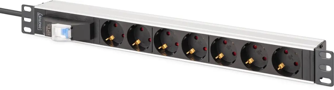Digitus DN-95439 7-voudige 16A Stekkerdoos 19 inch - Zilver/Zwart