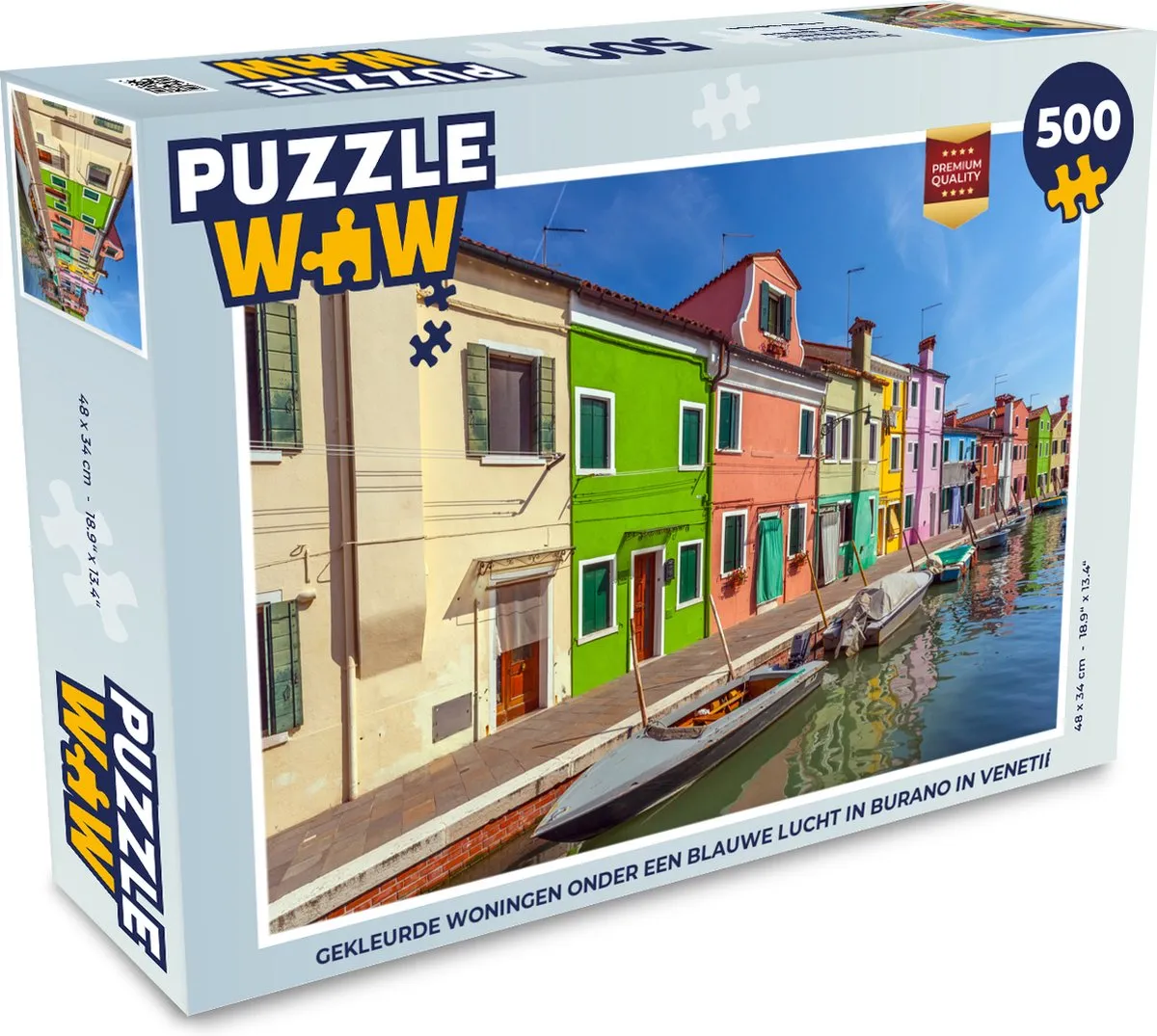 PuzzleWow Burano Kleurrijke Huizen Legpuzzel 500 Stuks - Multicolor