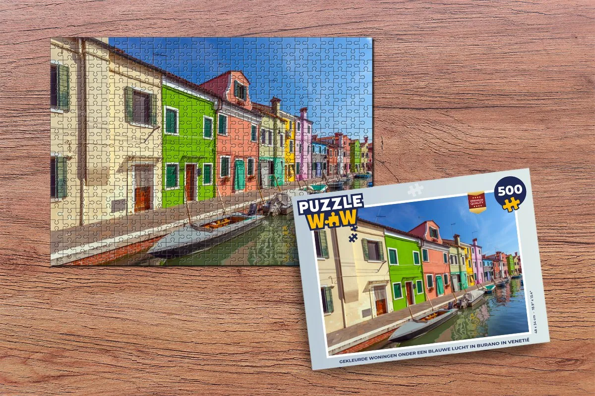 PuzzleWow Burano Kleurrijke Huizen Legpuzzel 500 Stuks - Multicolor