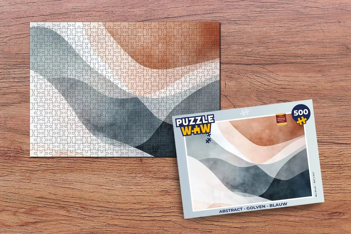 PuzzleWow Abstract Golven Legpuzzel 500 Stuks - Blauw