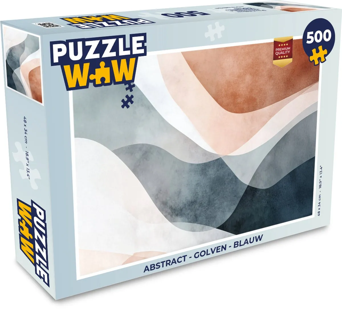 PuzzleWow Abstract Golven Legpuzzel 500 Stuks - Blauw