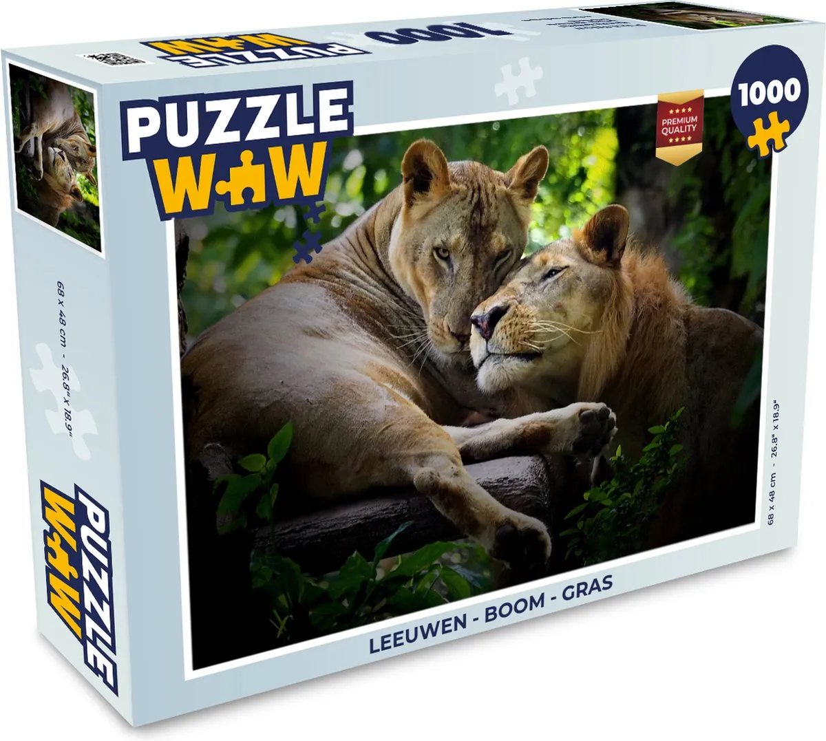 PuzzleWow Legpuzzel Leeuwen Boom Gras 1000 Stuks - Multicolor