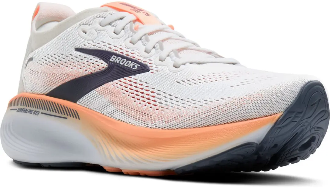 Brooks Adrenaline GTS 25 Dames Hardloopschoenen - 41 - Wit/Oranje - afbeelding 3 van 6