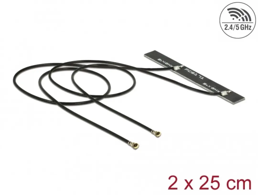 Delock WLAN WiFi 6 Antenne 2x i-Pex MHF4L 5dBi 2x25cm