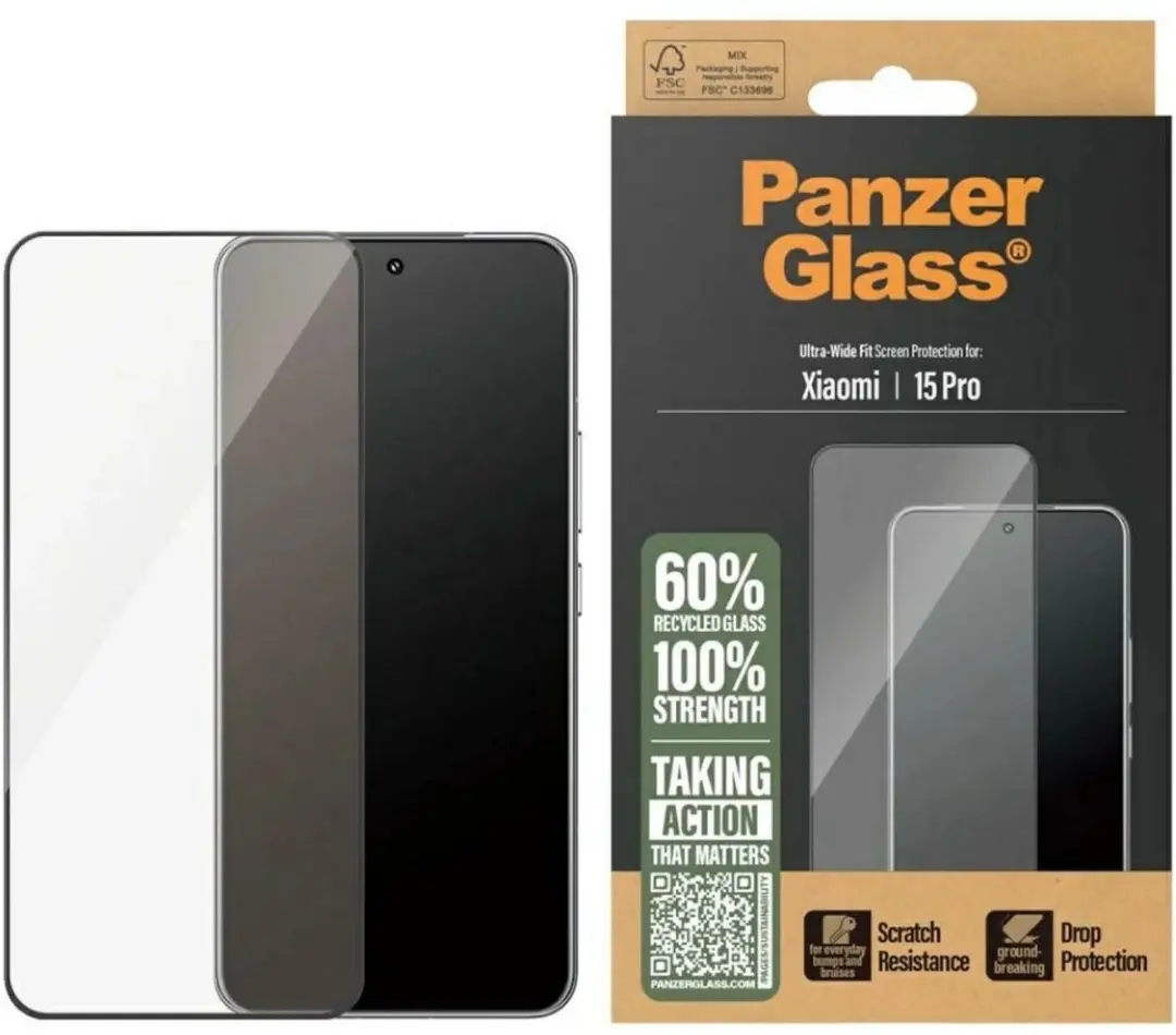 PanzerGlass Ultra-Wide Fit Screenprotector Xiaomi 15 Pro - Antibacterieel - afbeelding 6 van 6
